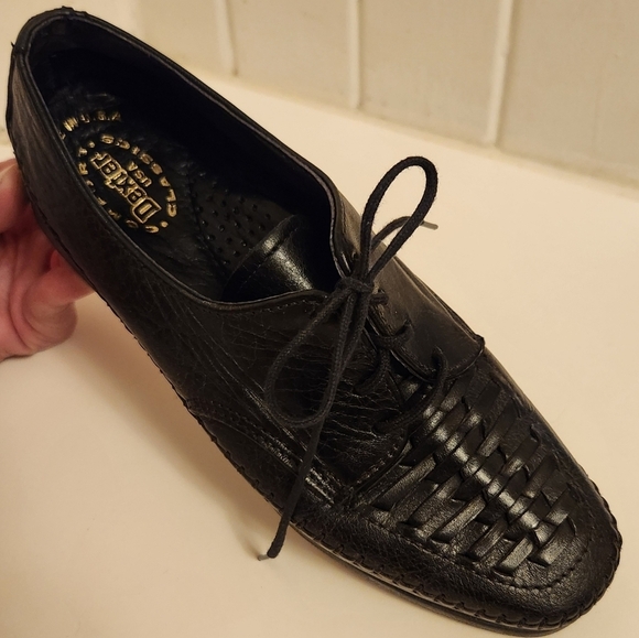 BLACK Dexter Leather Lace Up Shoe Sz 6.5 - Picture 2 of 6